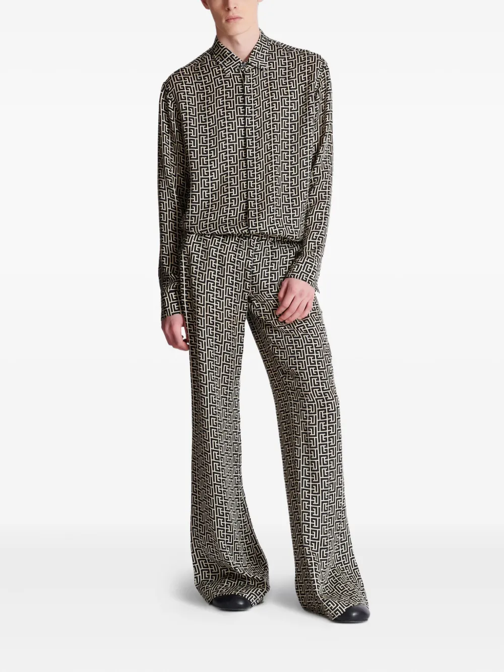 Balmain Overhemd met monogram-print - Zwart