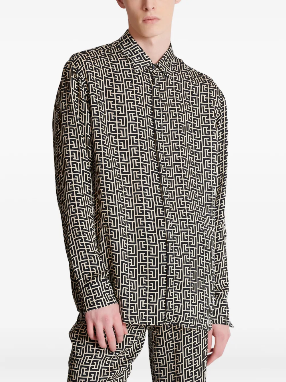 Balmain Overhemd met monogram-print Zwart