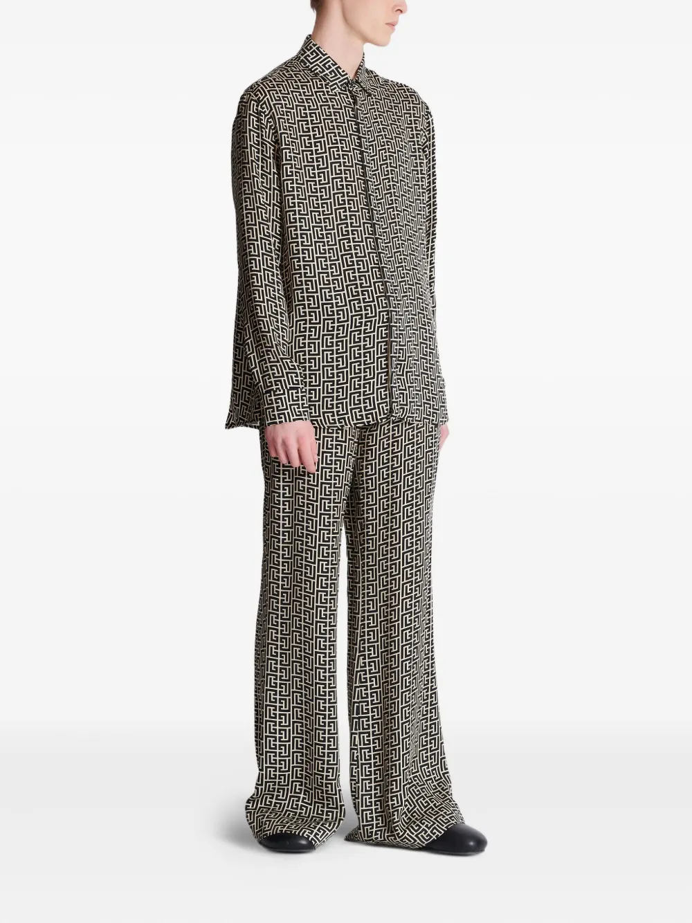 Balmain Overhemd met monogram-print Zwart