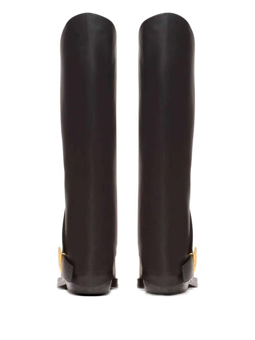 Balmain Twist flat leather boots Black