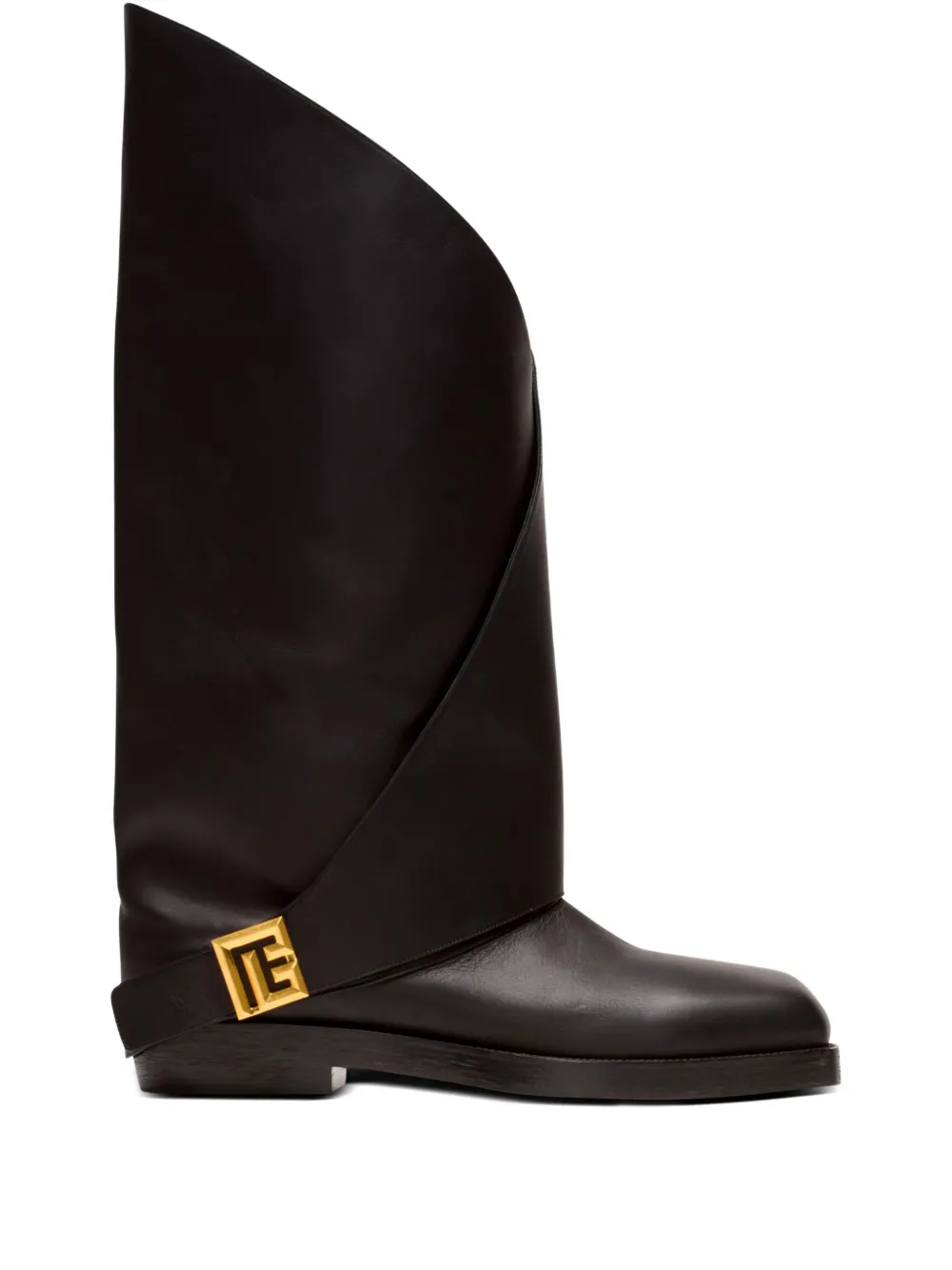 Balmain Twist flat leather boots Black