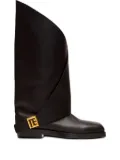 Balmain Twist flat leather boots - Black