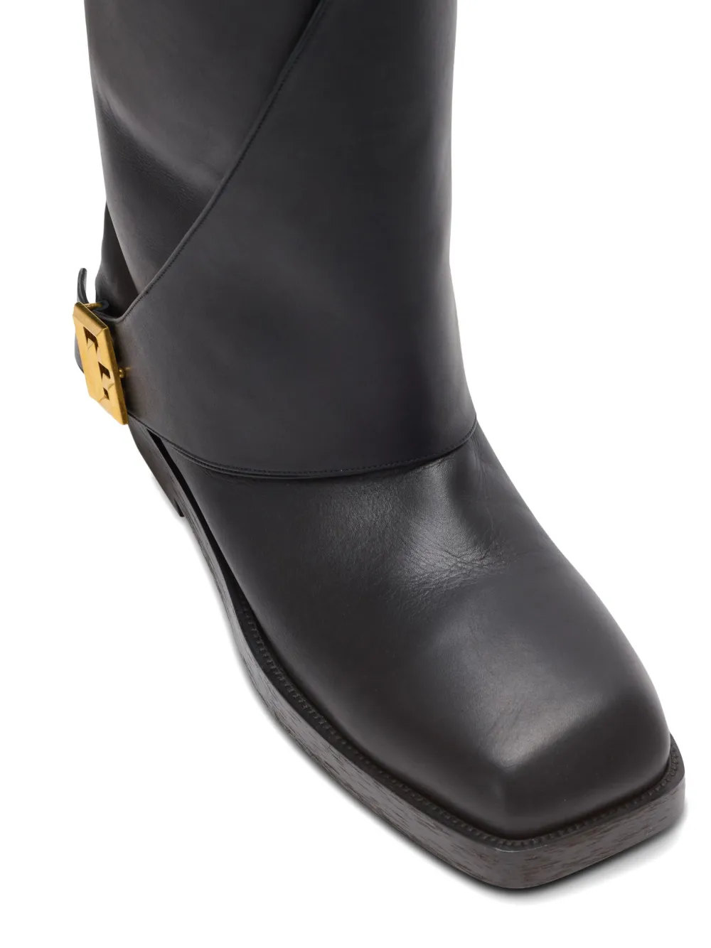 Balmain Twist flat leather boots Black
