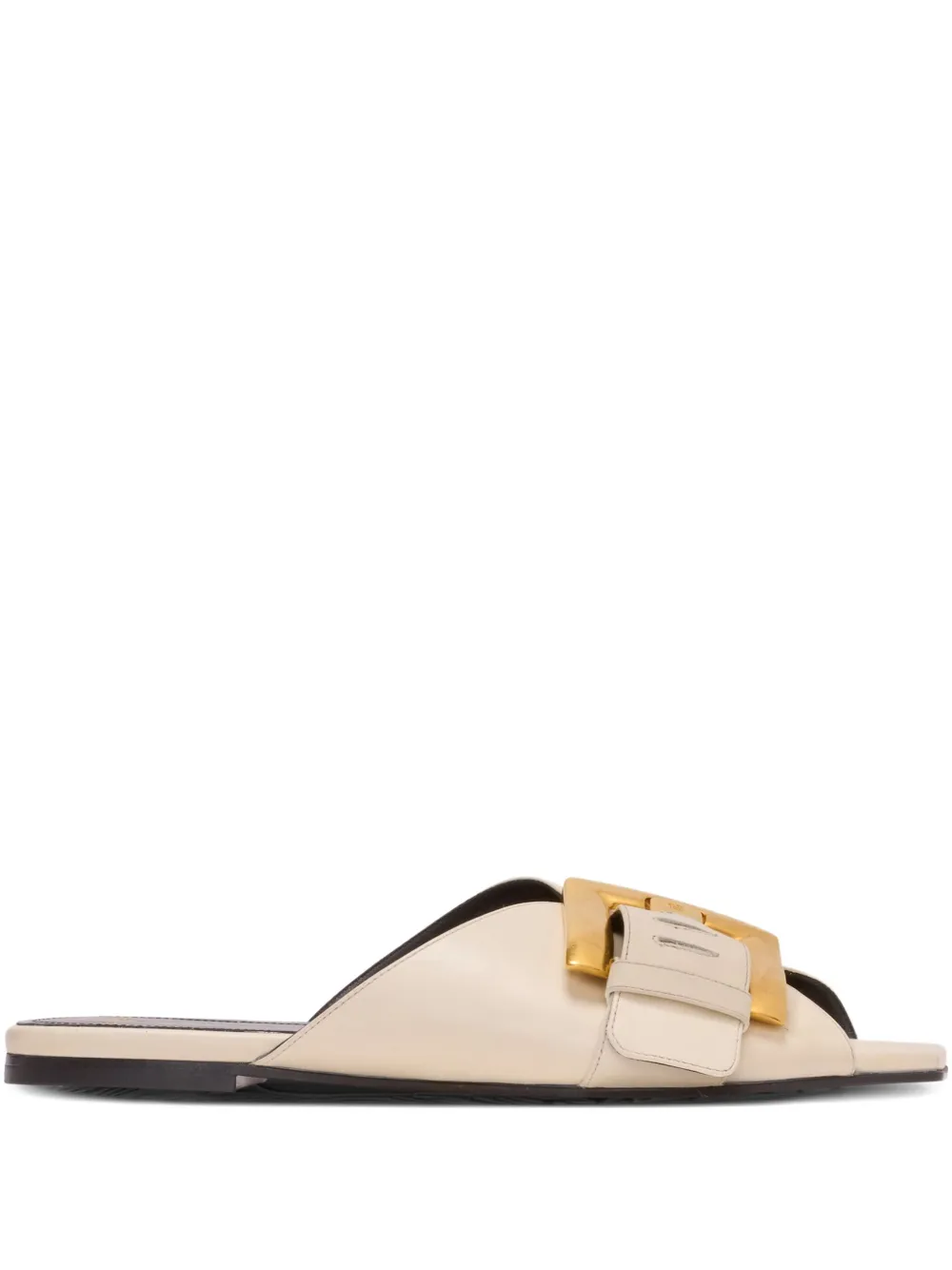 Balmain Anthem flat leather sandals Neutrals