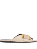 Balmain Anthem flat leather sandals - Neutrals