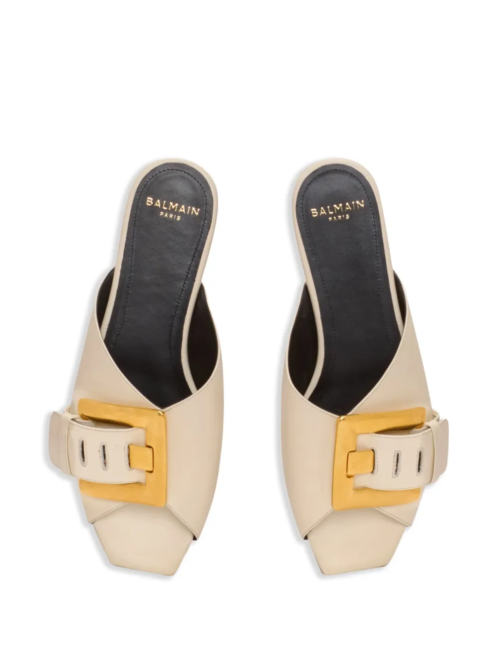 Balmain Anthem flat leather sandals Neutrals