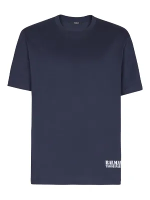 Saint Laurent Reverse logo-print Cotton T-shirt | Blue | FARFETCH