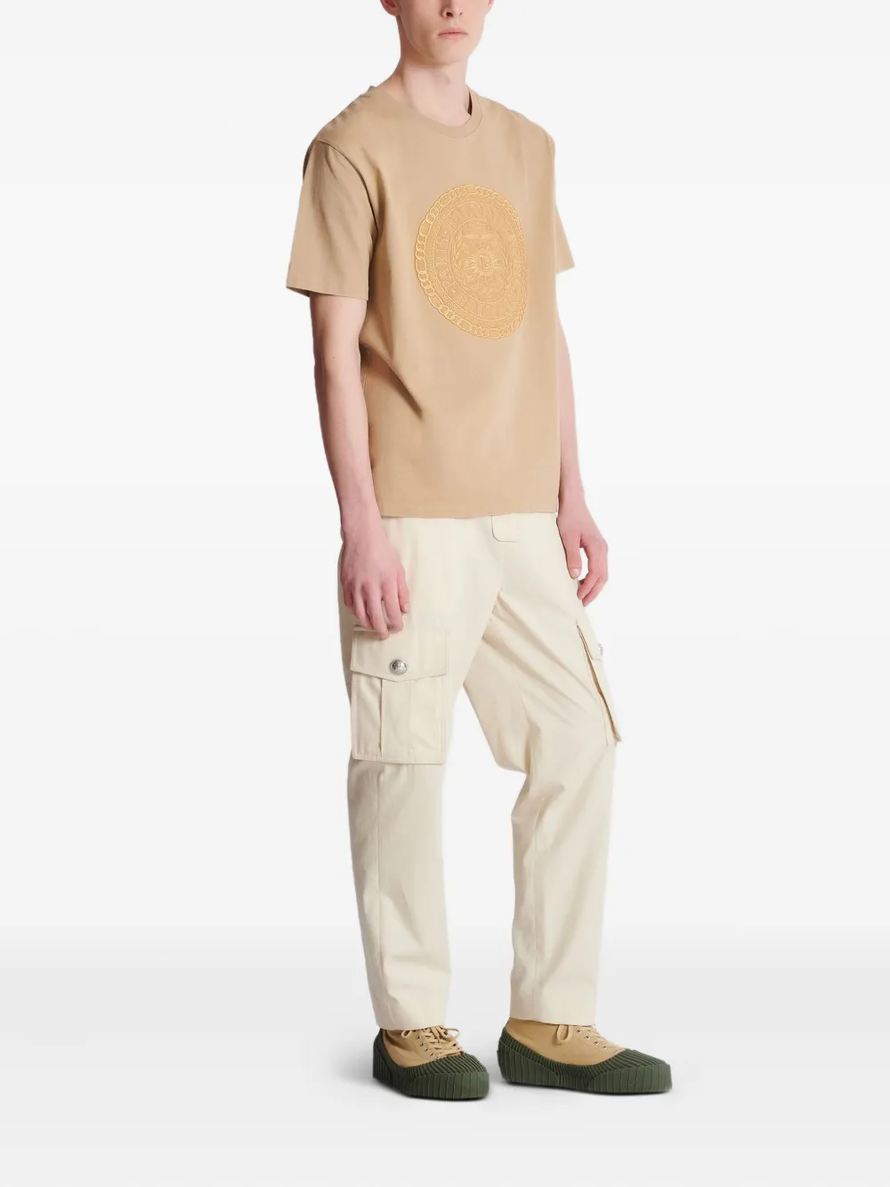 Balmain Médaille T-shirt met borduurwerk - Beige
