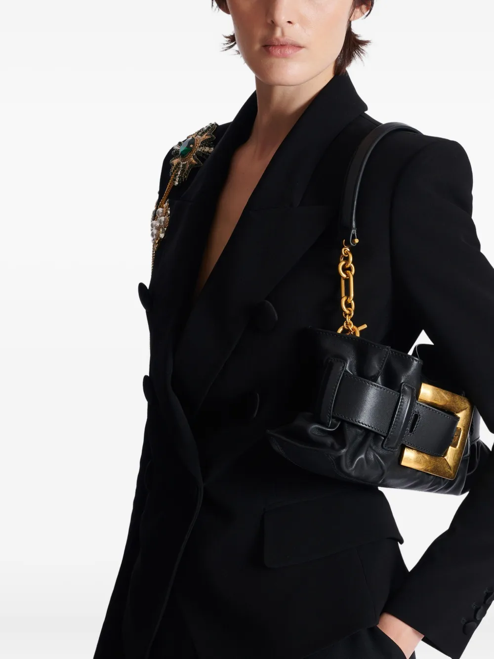Balmain Kleine Anthem schoudertas - Zwart