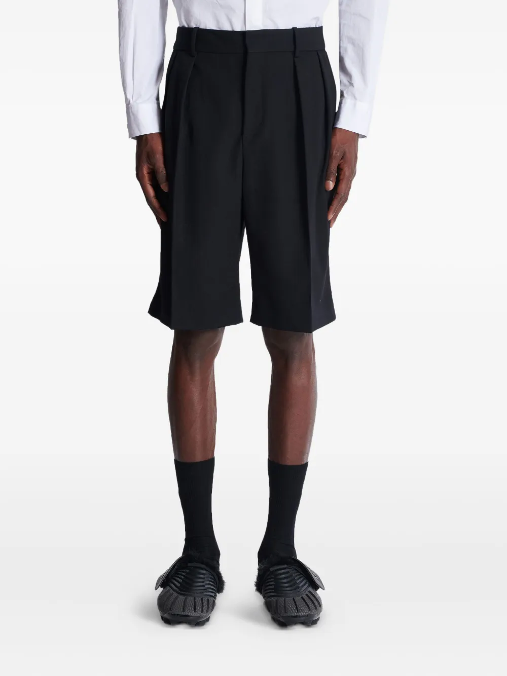 BALMAIN GRAIN DE POUDRE PLEATED SHORTS