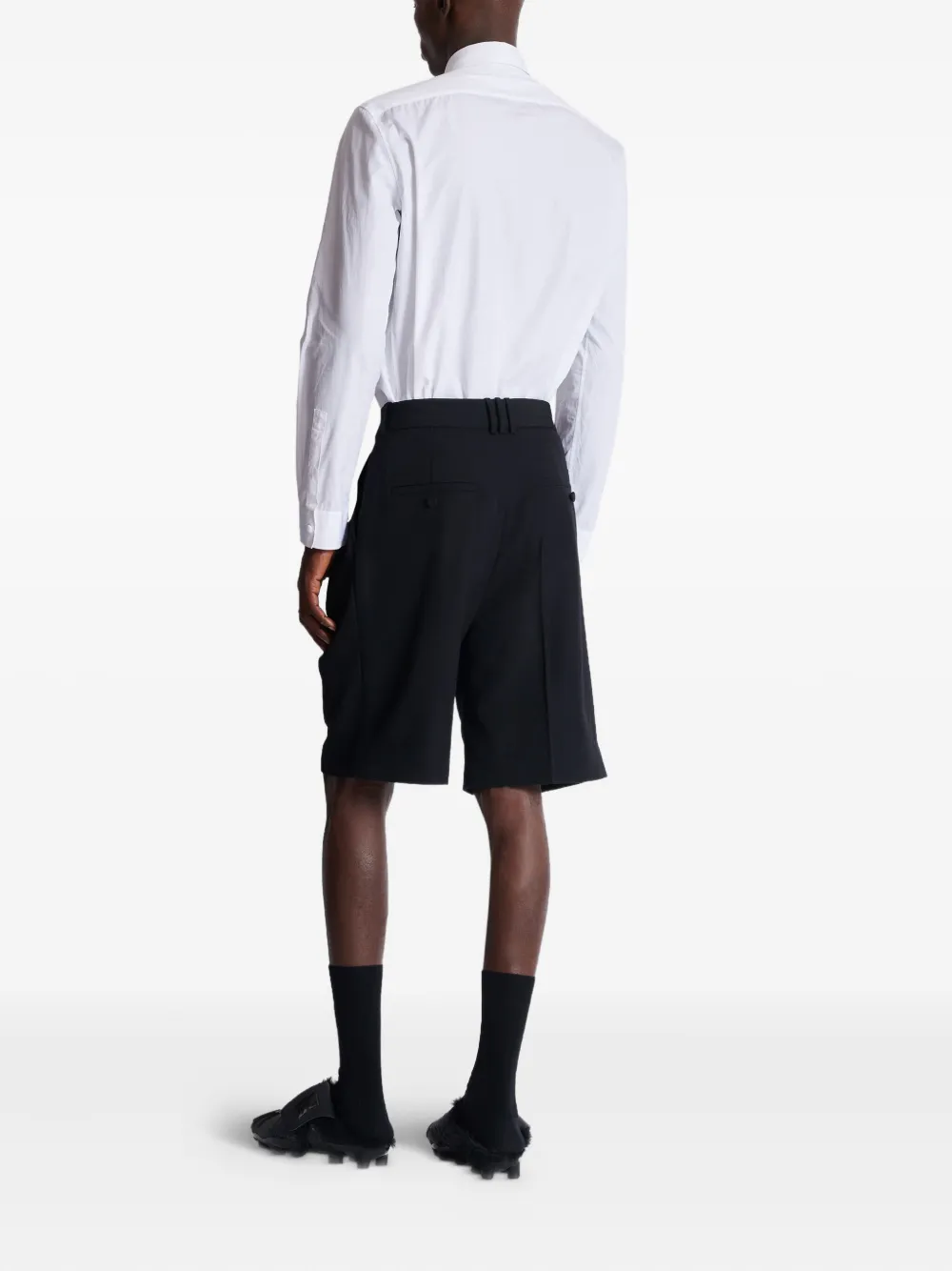 BALMAIN GRAIN DE POUDRE PLEATED SHORTS