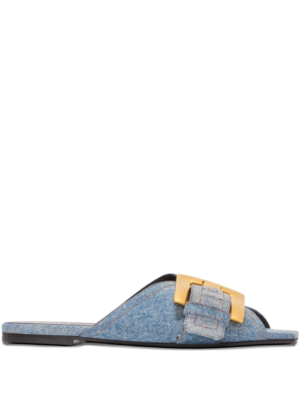 Balmain Anthem flat denim sandals Blue