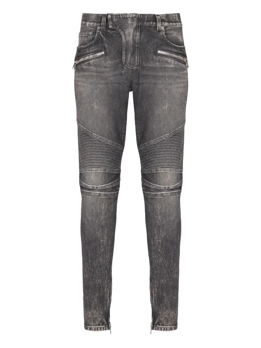 Balmain Slim-fit bikerjeans 9AZ WASHED BLACK
