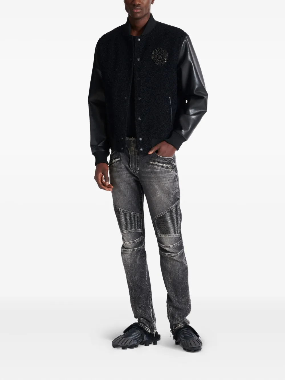 Balmain Slim-fit bikerjeans - 9AZ WASHED BLACK