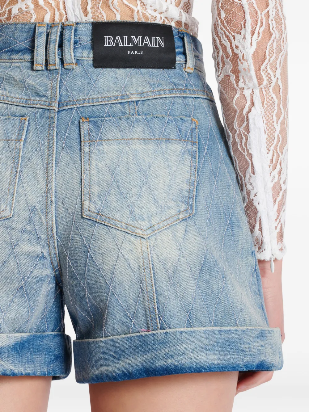 diamond denim shorts