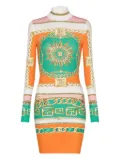 Balmain graphic-print bodycon dress - Orange
