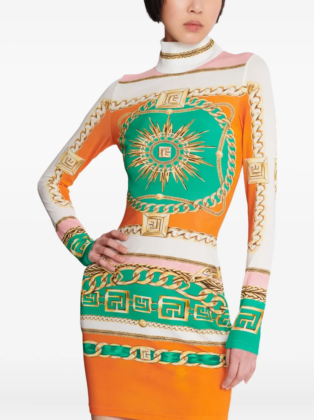 Balmain Bodycon jurk met print Oranje