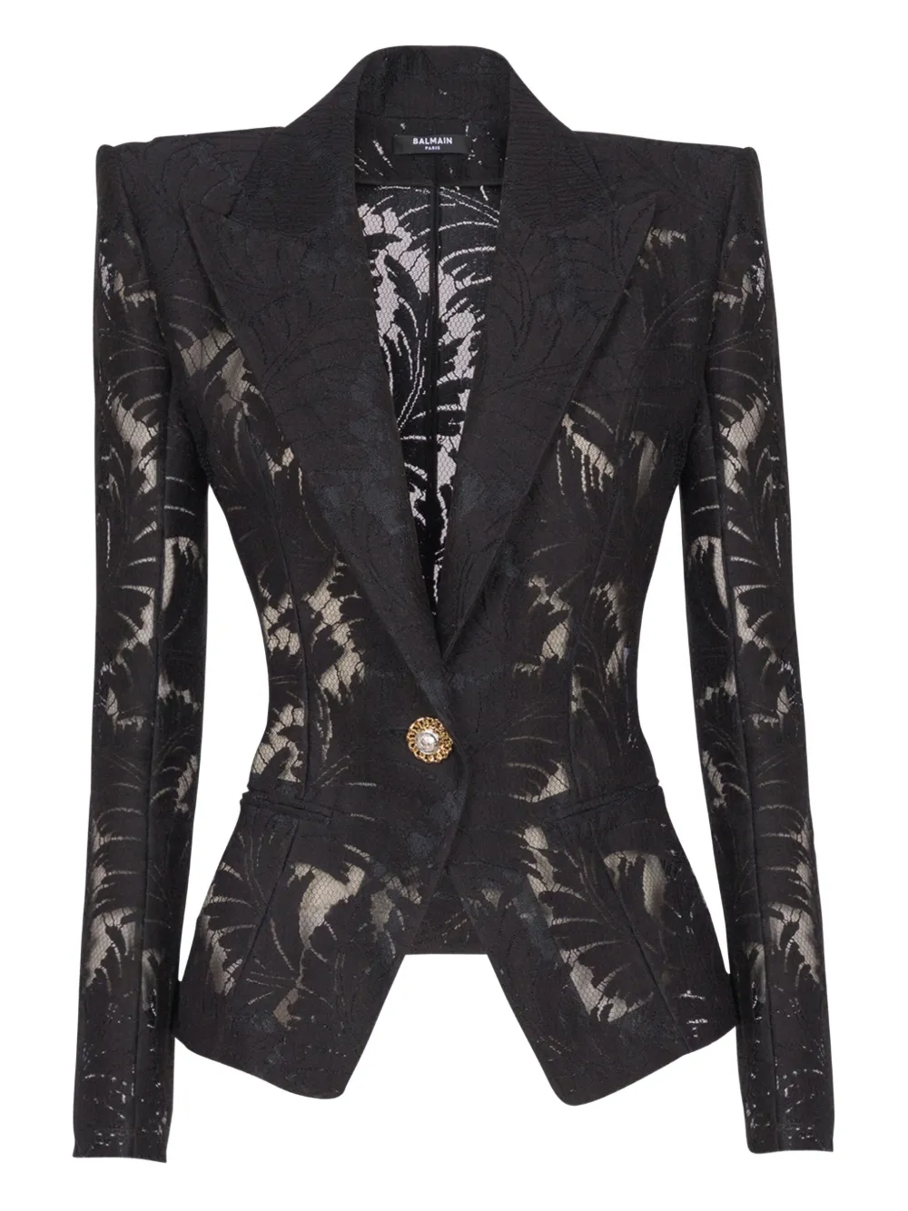 Balmain Getailleerd jack met kant Zwart