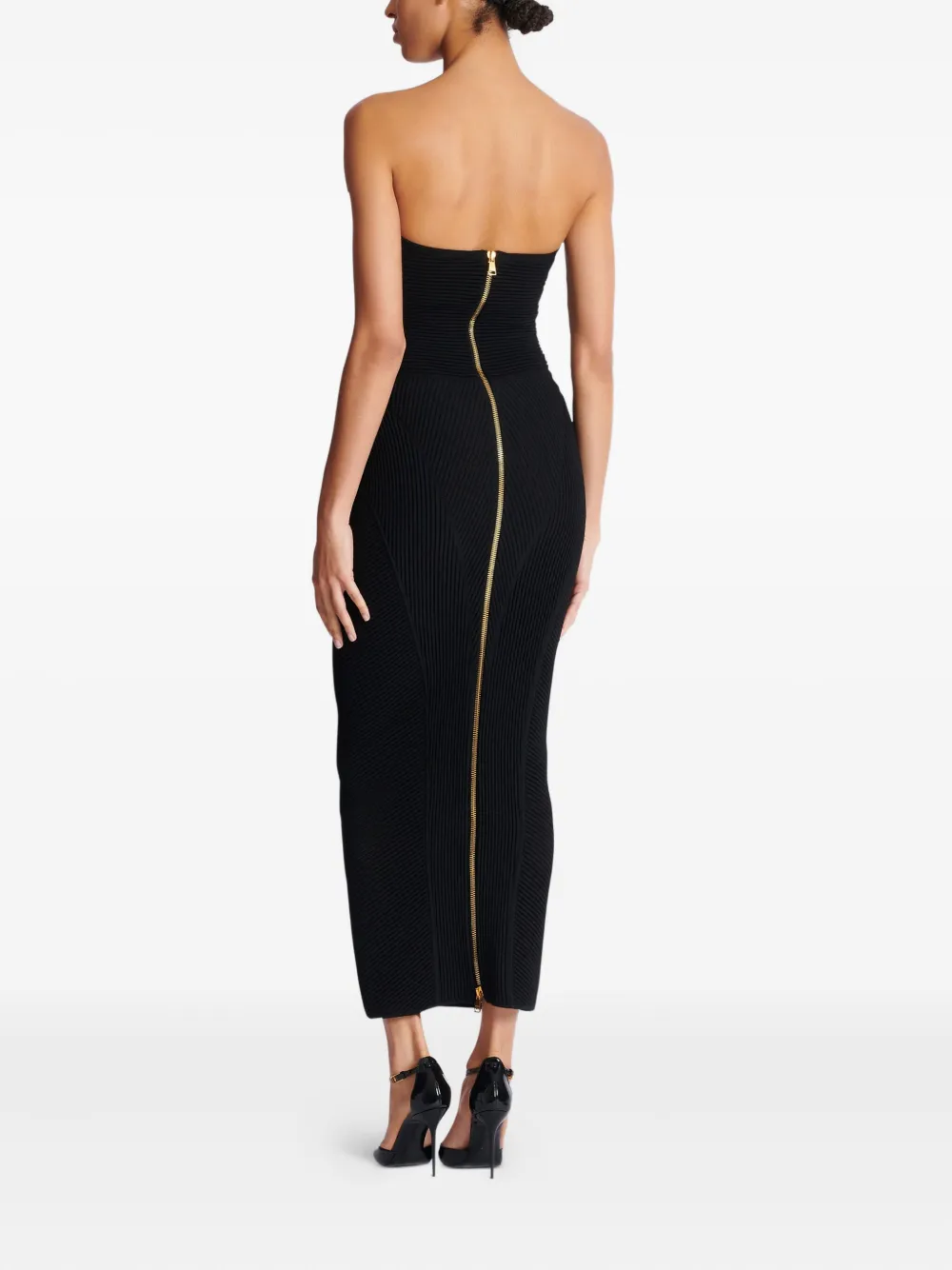 Balmain Strapless midi-jurk Zwart