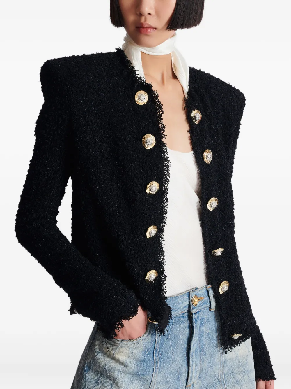 BALMAIN ツイードジャケット 【関税込】 Balmain ツイード ジャケット | ブラック | FARFETCH JP