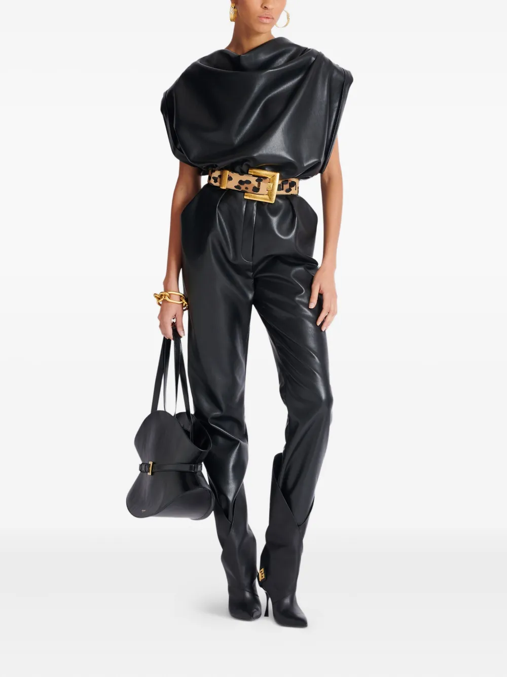Balmain Broek met geplooid detail - Zwart