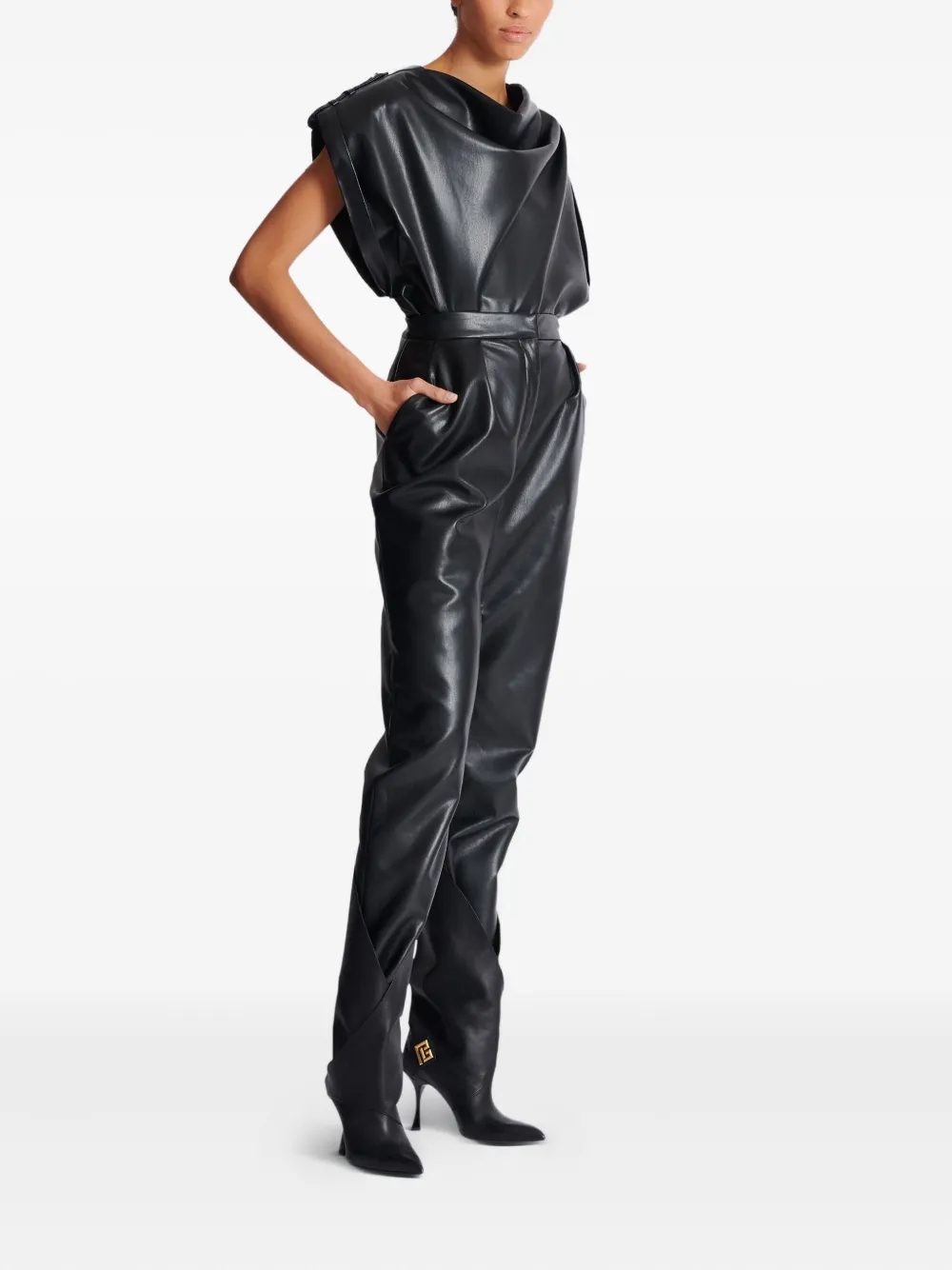 Balmain Broek met geplooid detail Zwart