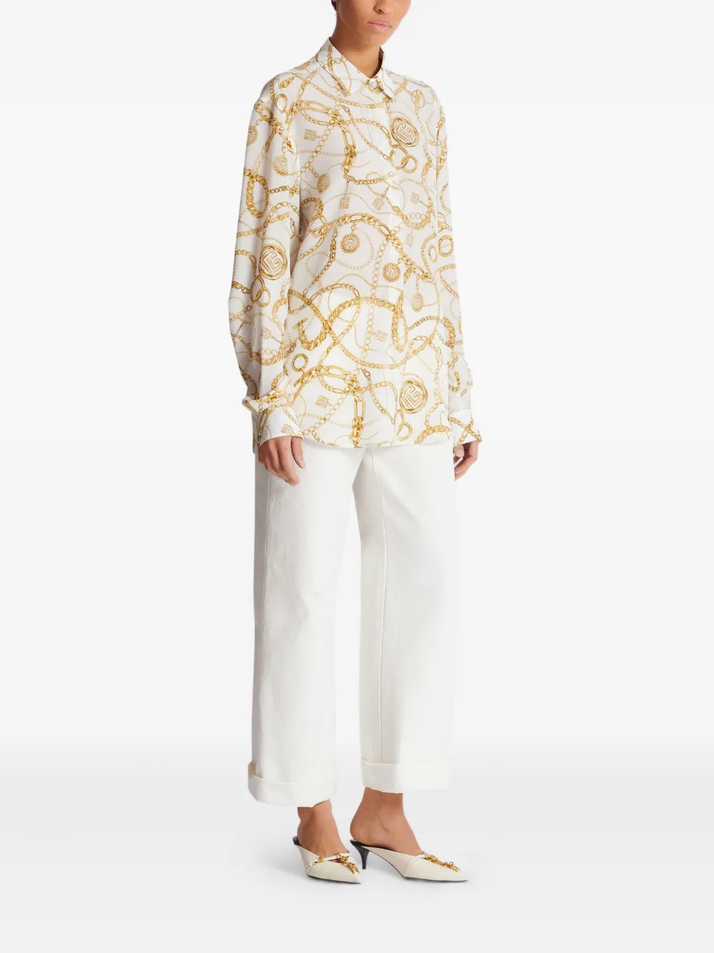 Balmain Zijden blouse Wit