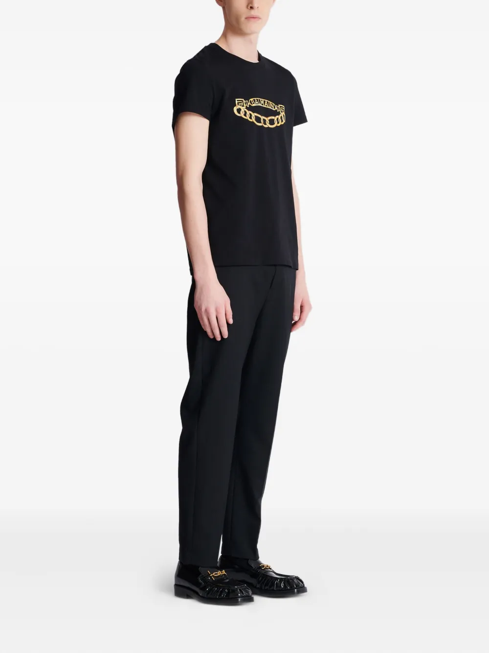 Shop Balmain Chaînes-print T-shirt
