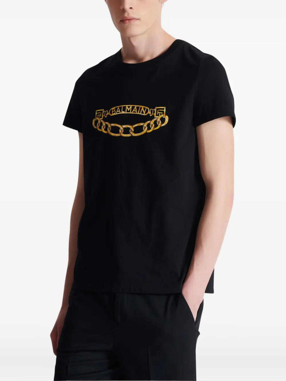 Shop Balmain Chaînes-print T-shirt