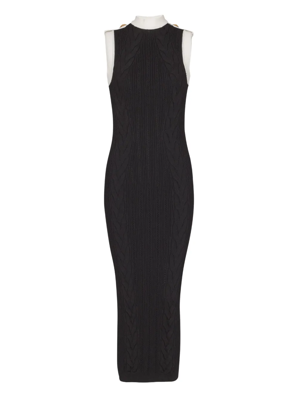 Balmain Tweekleurige midi-jurk Zwart