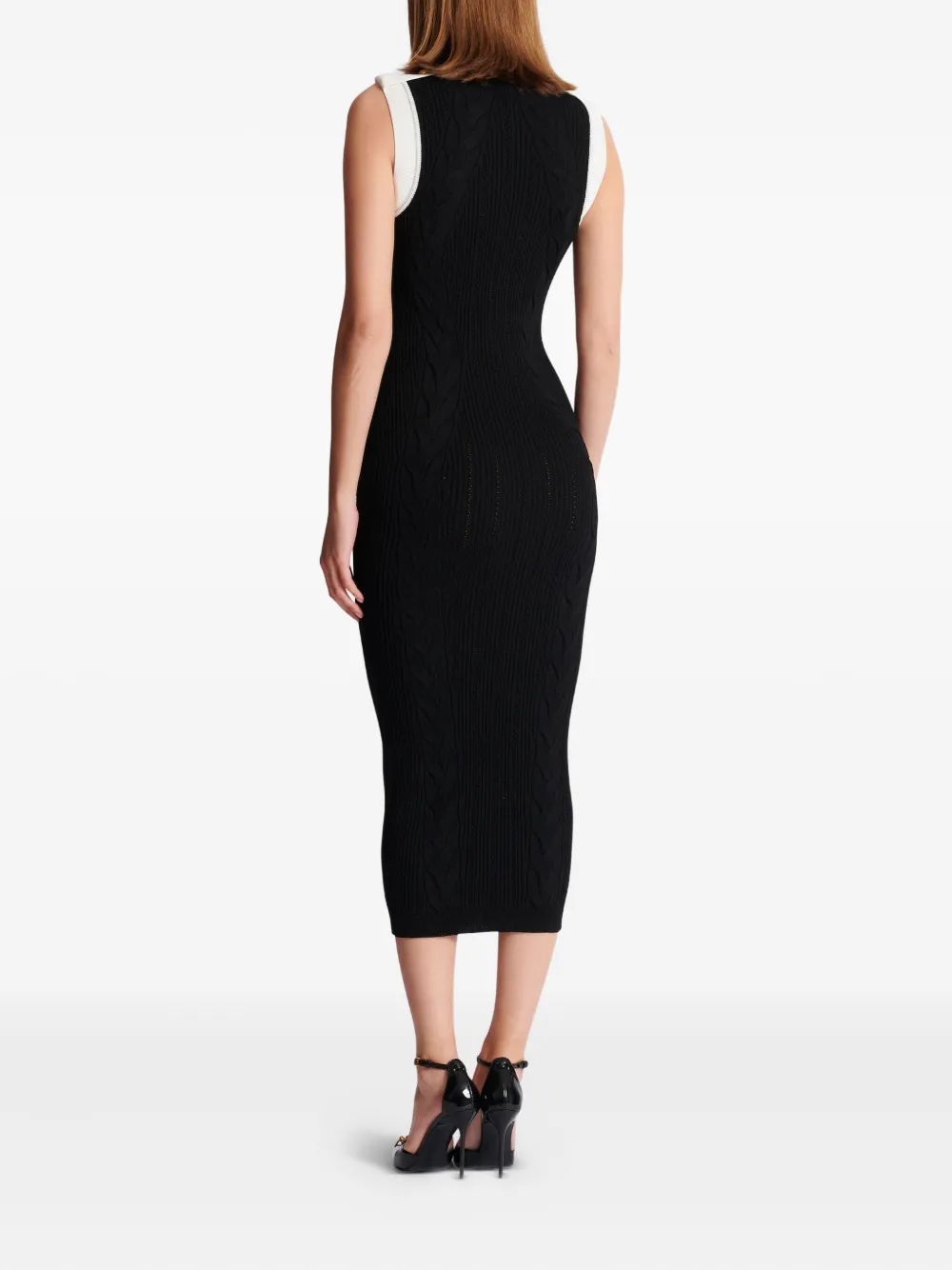 Balmain Tweekleurige midi-jurk Zwart