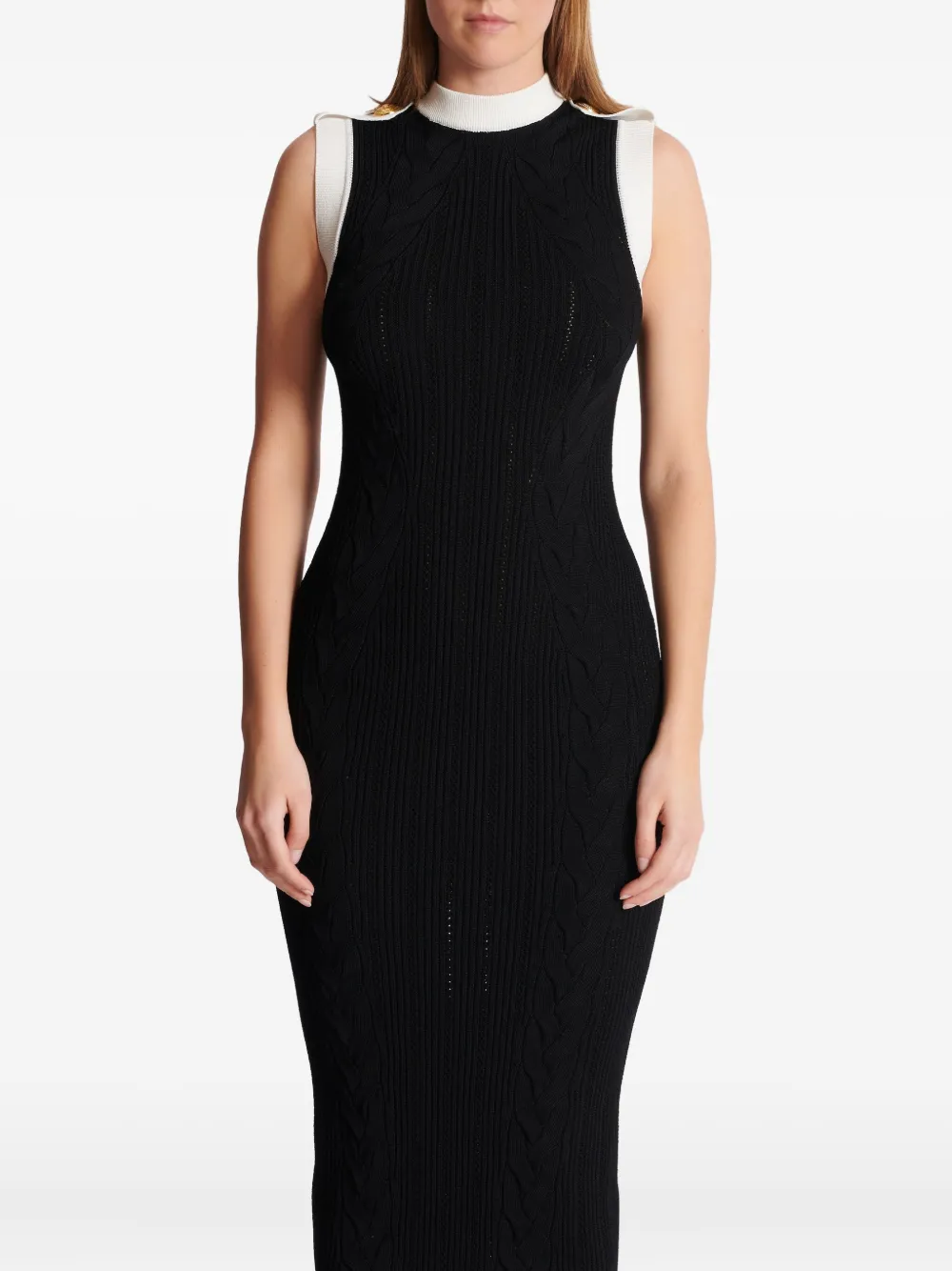 Balmain Tweekleurige midi-jurk Zwart