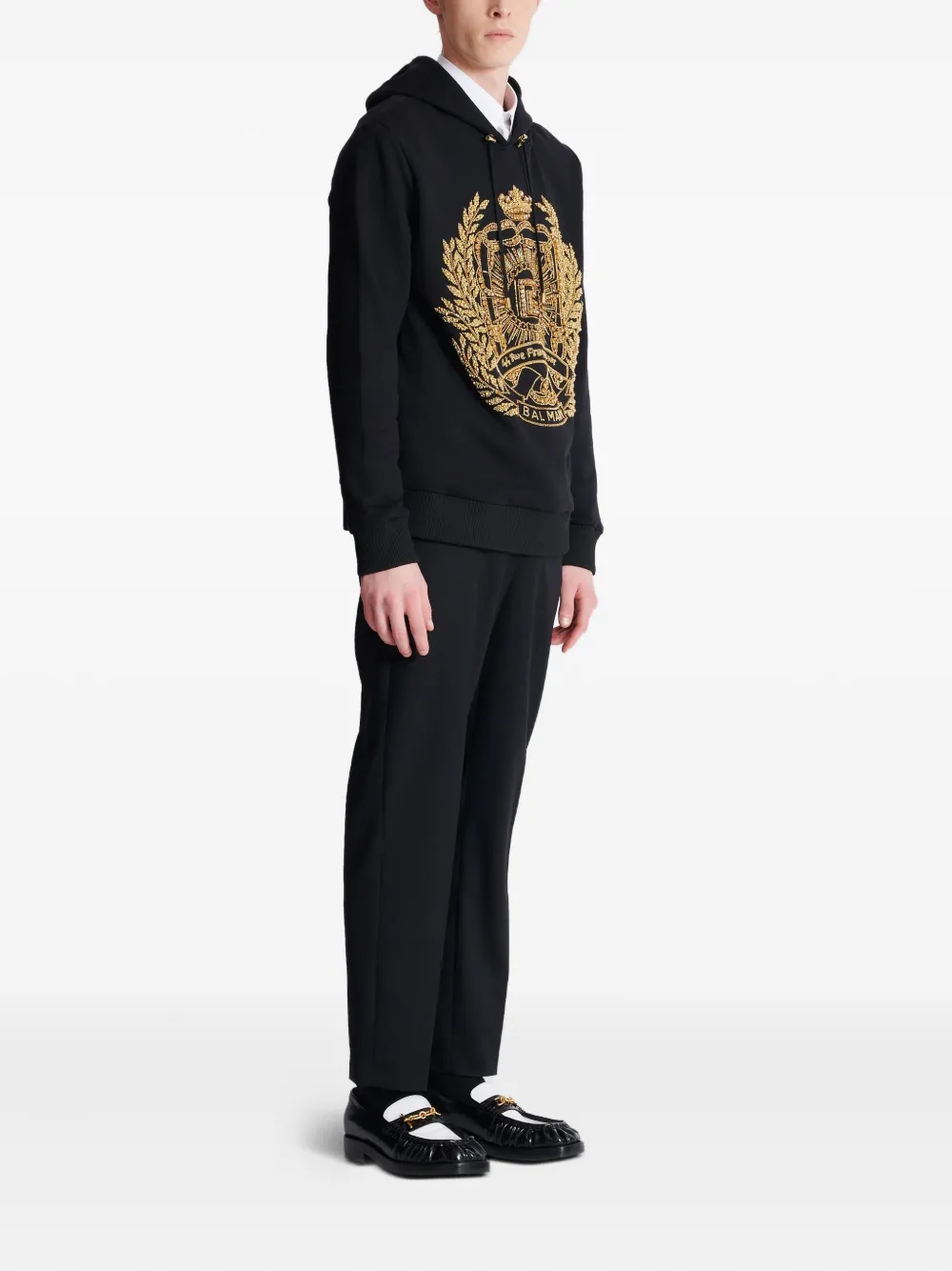 Balmain Hoodie met borduurwerk Zwart