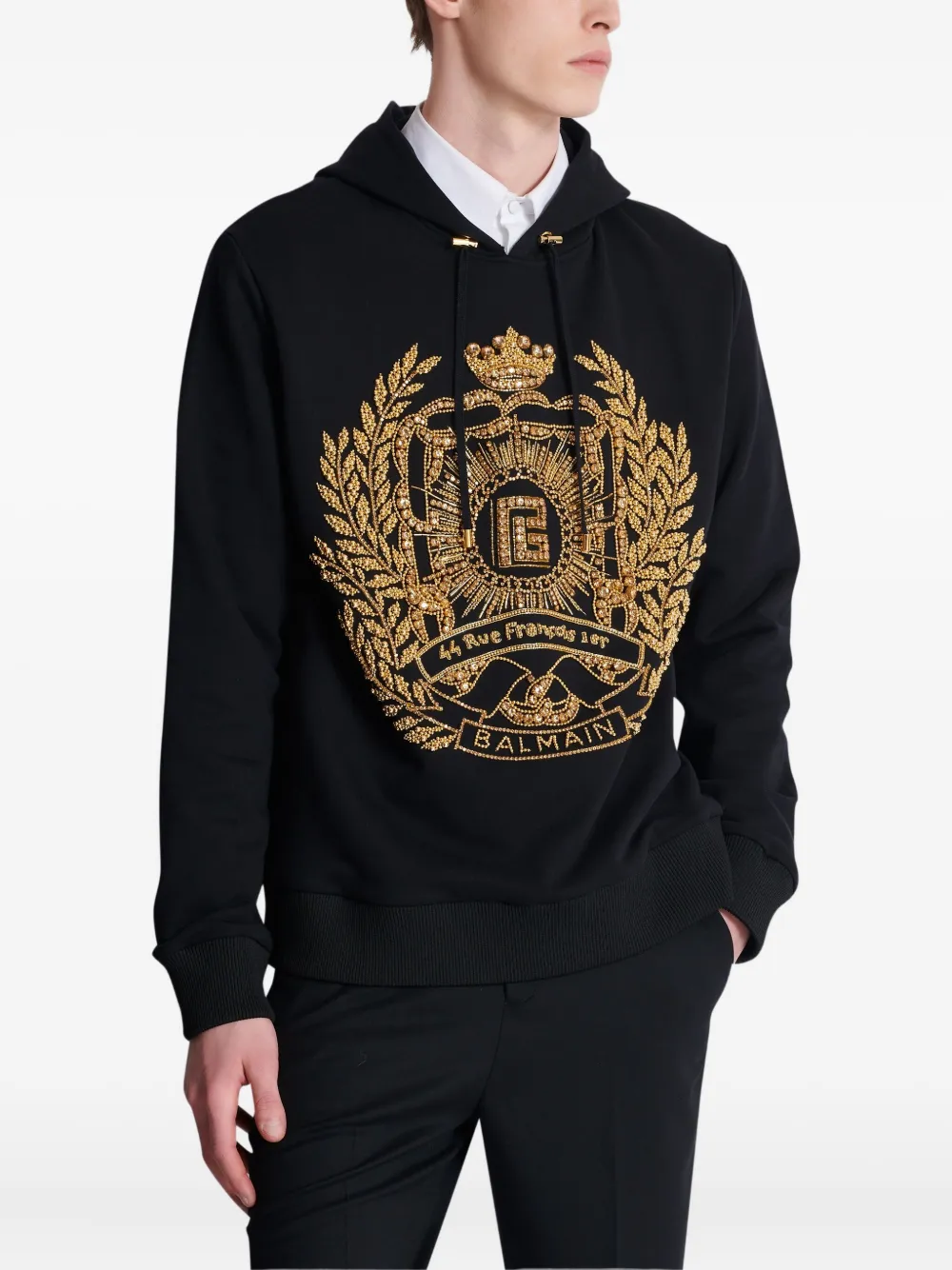 Balmain Hoodie met borduurwerk Zwart