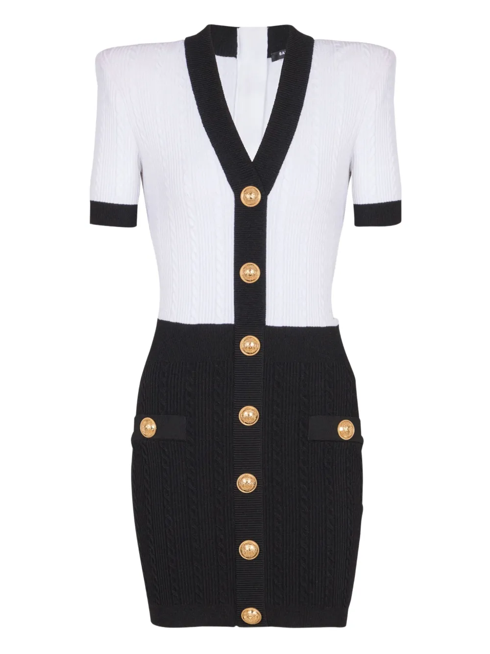 Balmain Kabelgebreide bodycon jurk Wit