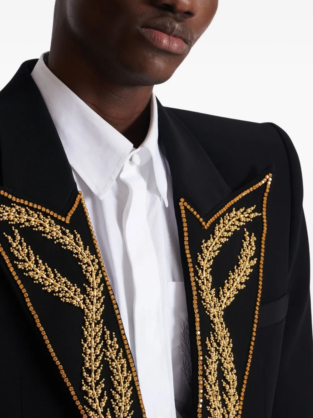 Balmain embroidered-collar Blazer | Black | FARFETCH