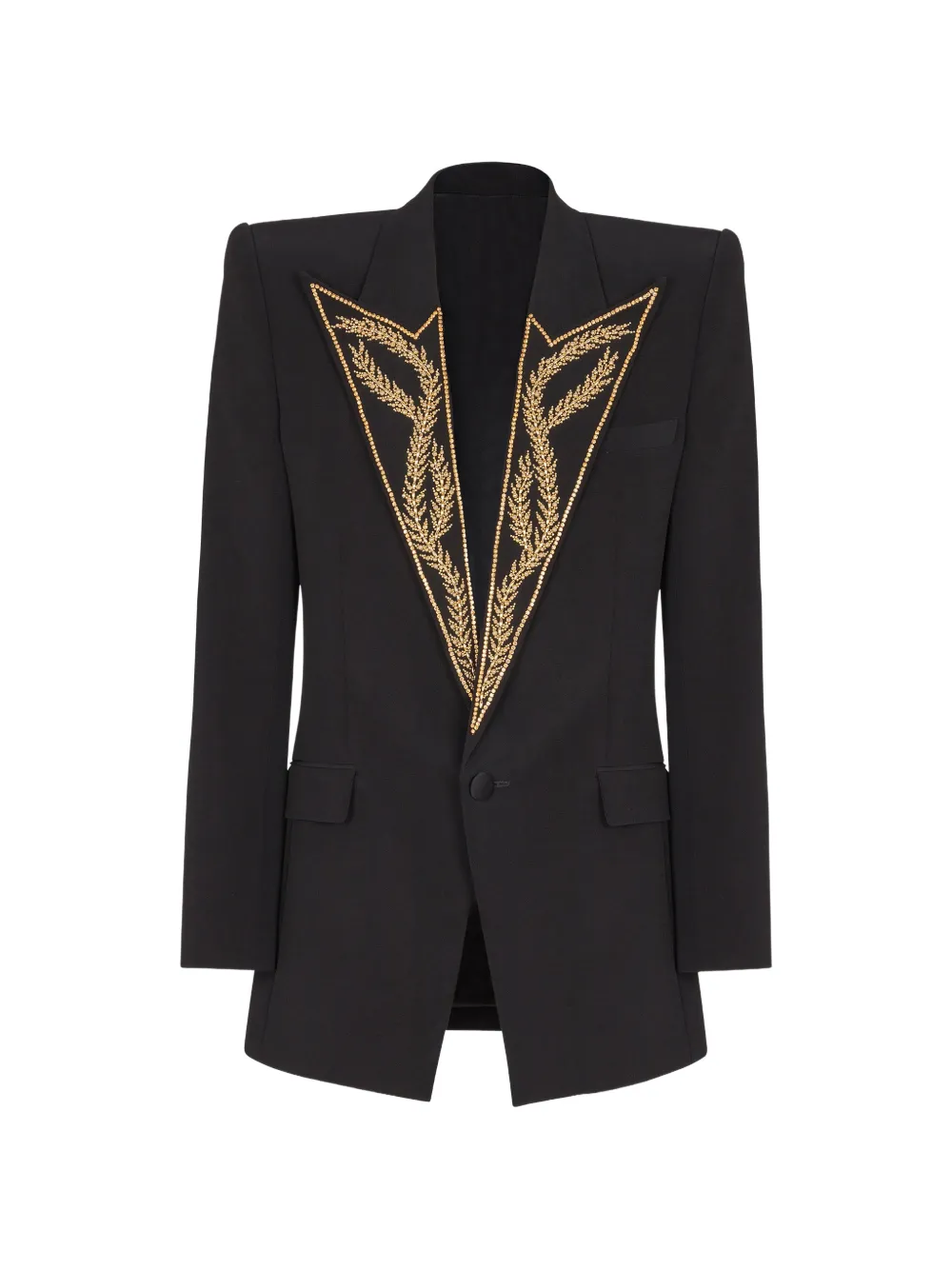 Balmain Jack met 1 knoop en geborduurde kraag Zwart