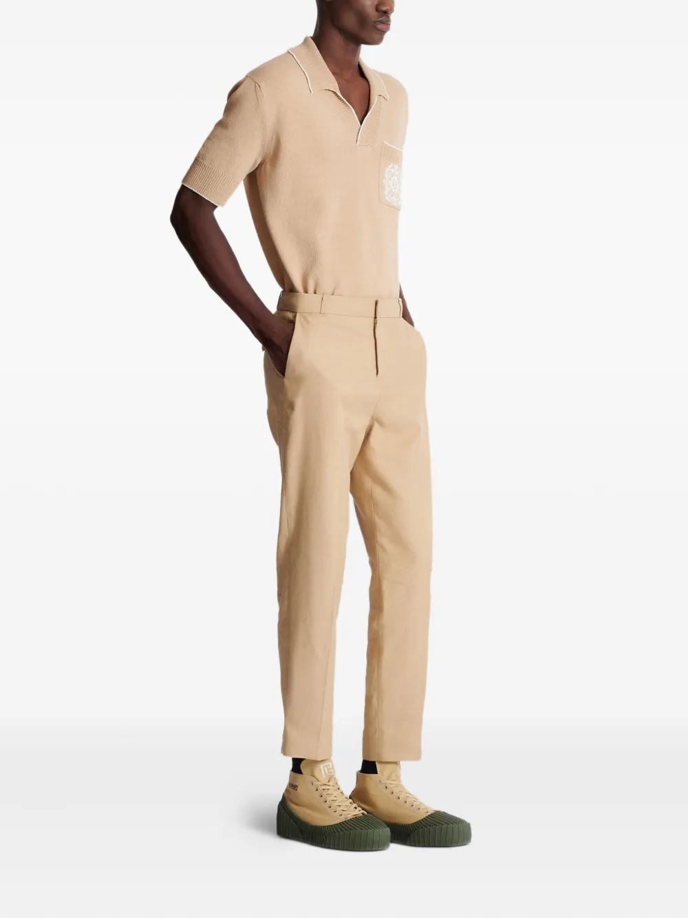 Shop Balmain Pressed-crease Trousers