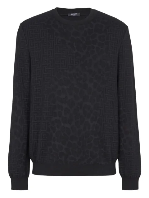 Balmain suéter con estampado de leopardo