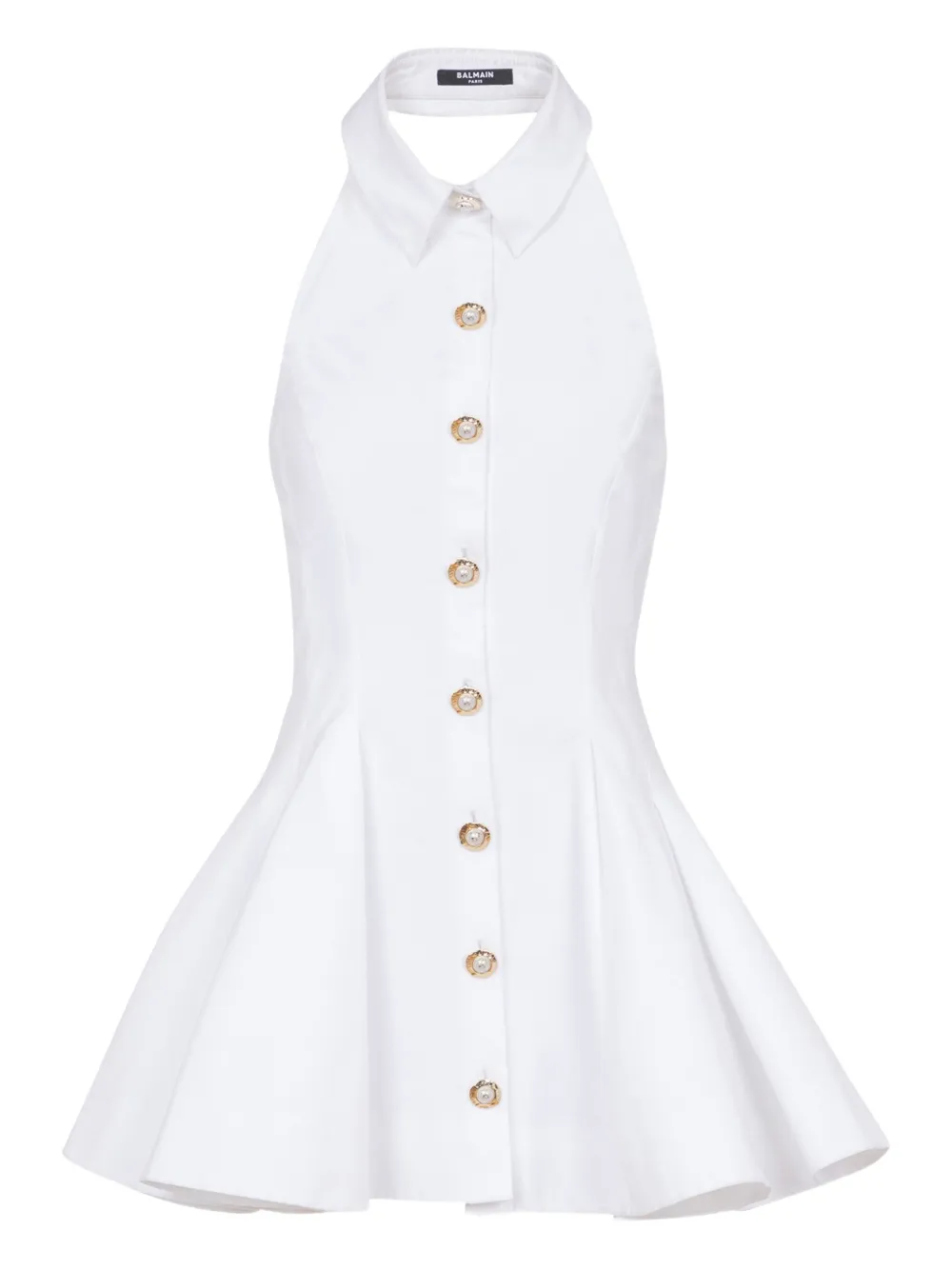 Balmain Popeline jurk met open rug Wit