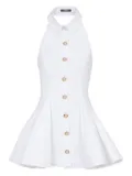 Balmain backless poplin dress - White