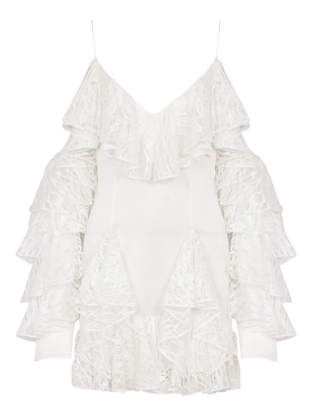 Balmain Mini-jurk met ruches Wit