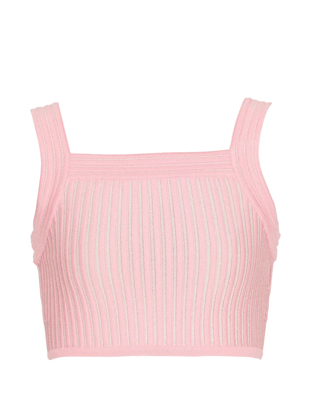 Balmain ribbed square-neck top - Rosa