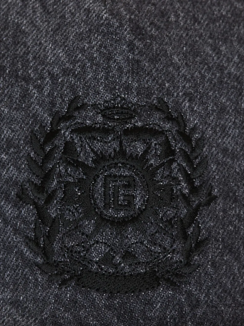 Balmain Denim pet met Écusson-borduurwerk Grijs