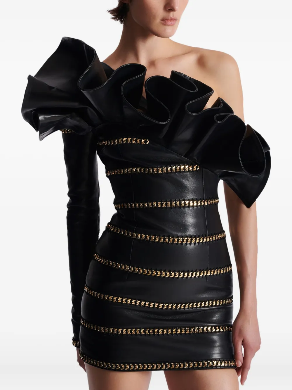 Balmain Asymmetrische jurk Zwart