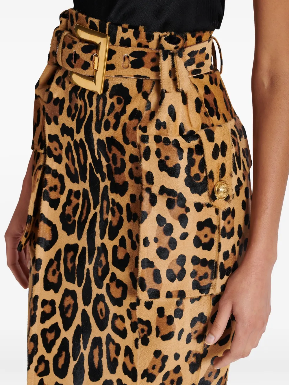 Balmain Rok met luipaardprint Beige