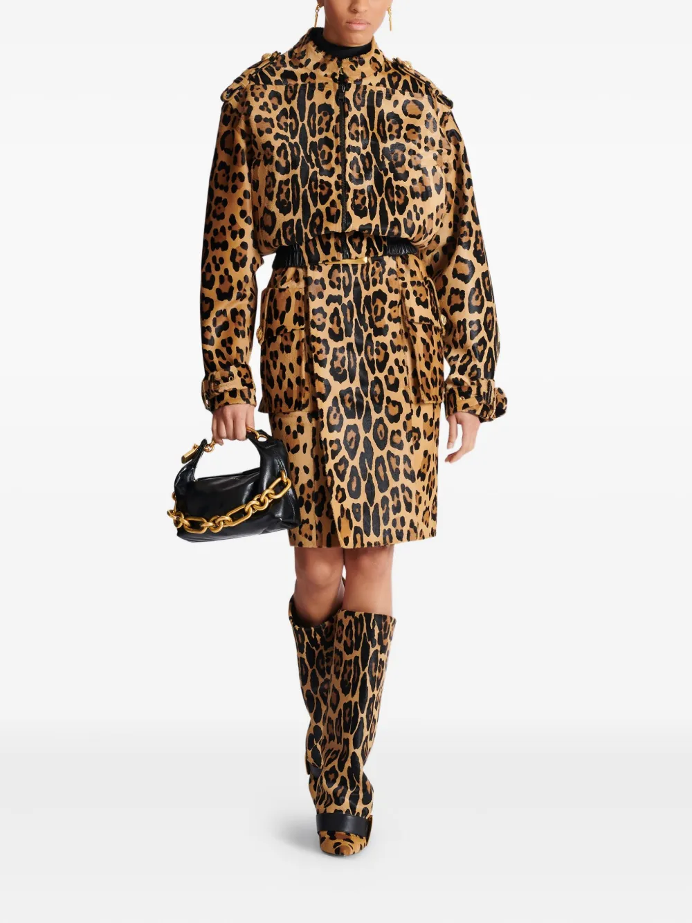 Balmain Rok met luipaardprint Beige