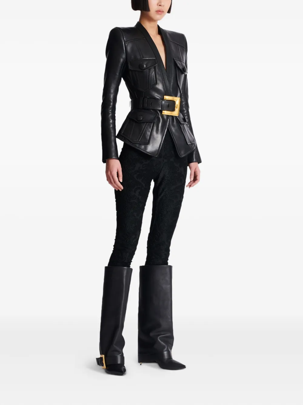 Balmain Leren jack Zwart