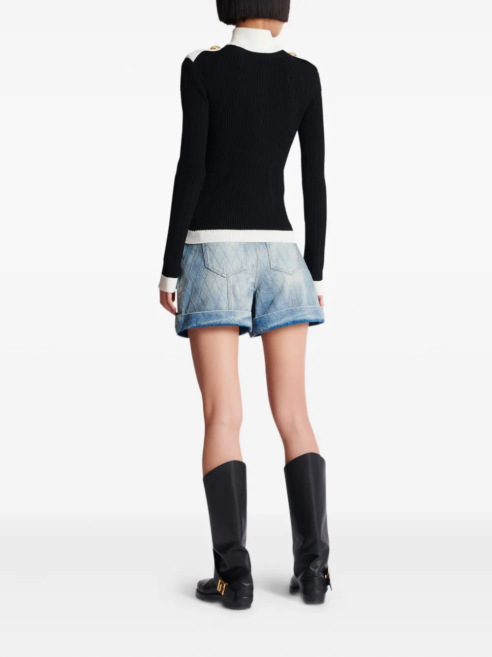 Balmain Ribgebreid vest Zwart