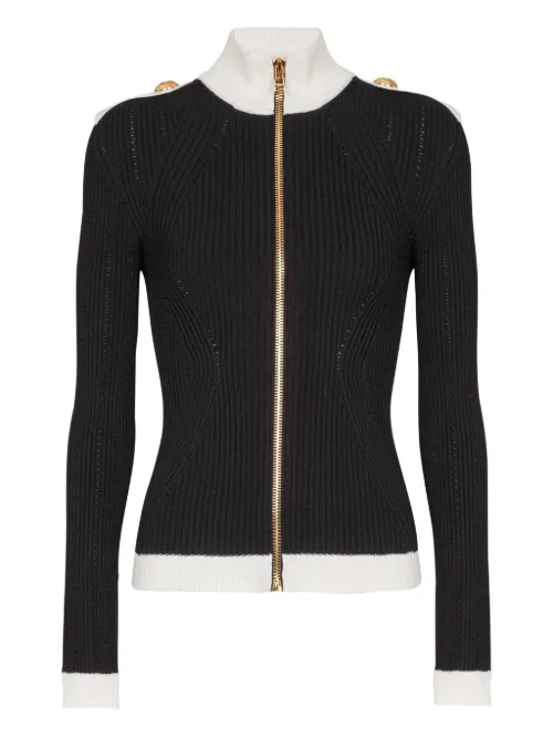 Cardigan en maille à design nervuré - Balmain - Modalova
